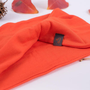 Close up for flame coloured bamboo fabric 