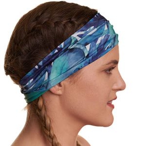 Side view of reversible sweat wicking sports headband