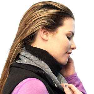 Women wearing black & gray Polartec fleecy neck tube
