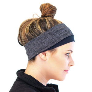 women wearing midnight-black-grey reversible winter sports headband