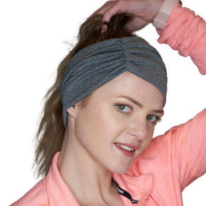Women wearing gray active headband