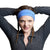 Women wearing blue adjustable tie behind sports headband